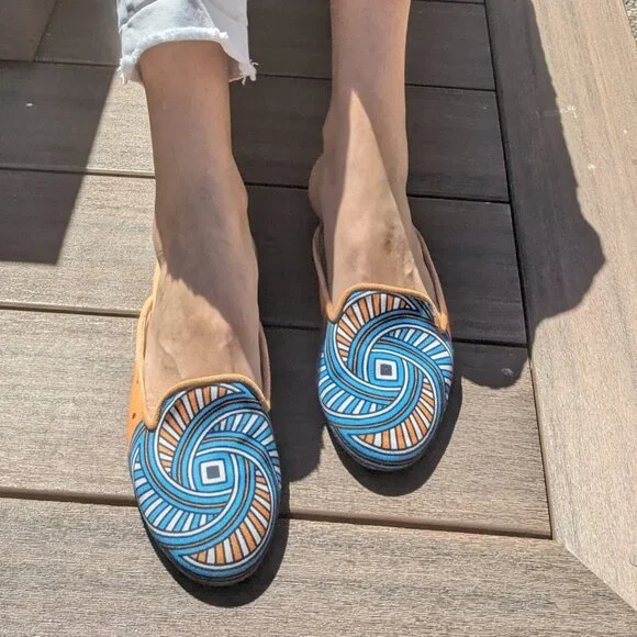Mule, Slip On - Orange & Turquoise
